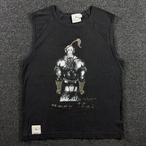 Human Fight Muay Thai Ultimate Fighting Tank Top Men XL Black Graphic Muscle Tee